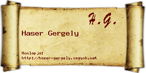 Haser Gergely névjegykártya